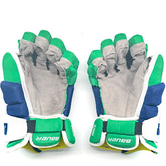 Bauer Supreme 1S - Gant NHL Pro Stock d'occasion - Brett Pesce (Bleu/Vert/Blanc)